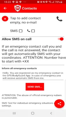 SOS emergency 'GPS BodyGuard' android App screenshot 5